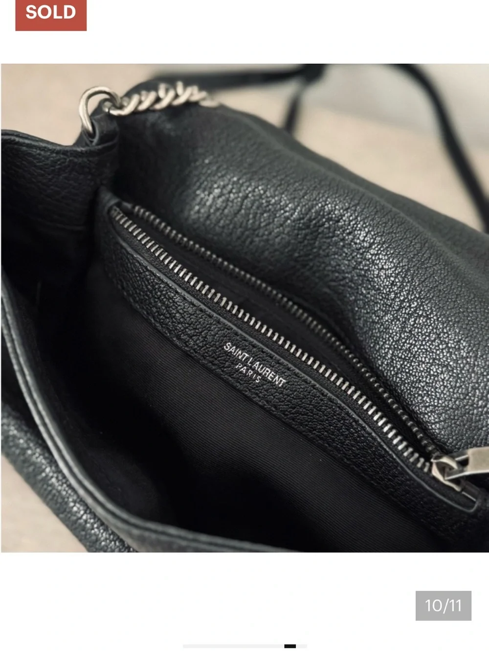 Saint Laurent Black Leather YSL Monogram Shoulder Bag